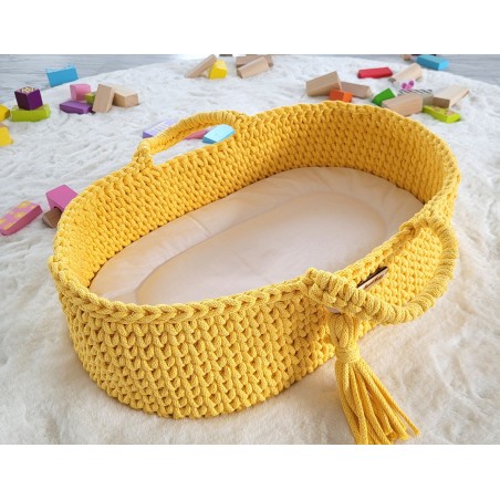 Nukkudele Moosese korv BOHO puuvill - kollane