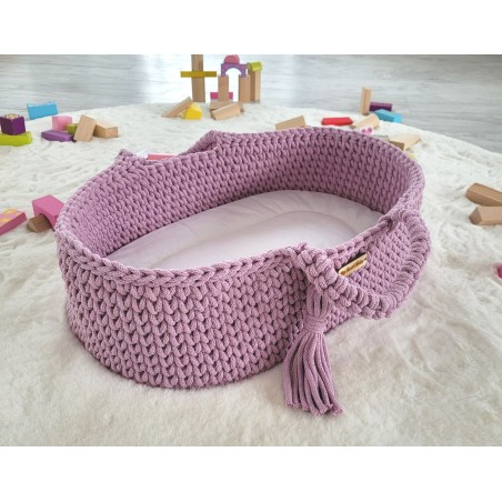 Nukkudele moosese korv BOHO puuvill - lavendel
