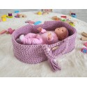 Nukkudele moosese korv BOHO puuvill - lavendel
