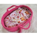 Nukkusele moosese korv BOHO puuvill - fuksia