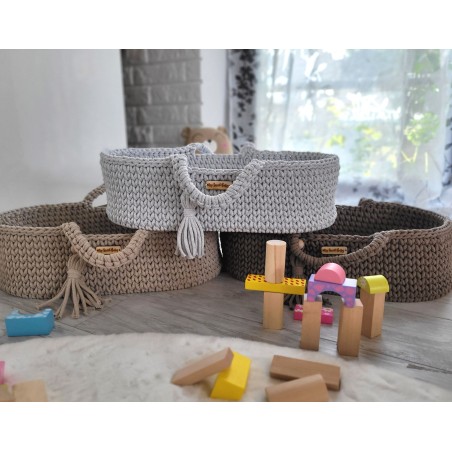 Nukkude moosese korv BOHO puuvill - helebeež