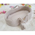 Nuku häll Moosese korv BOHO puuvillane - helebeež