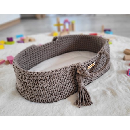 Nuku häll mooses korv BOHO puuvillane - moka