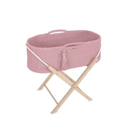 Moses korv BOHO Käsitöö koos alusega - pastelne roosa