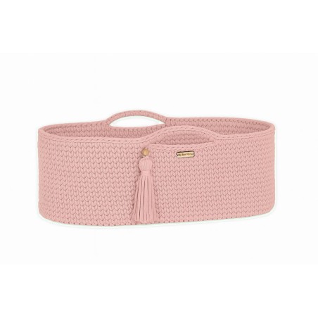 Moses korv BOHO Käsitsi valmistatud puuvill madratsiga - pastelne roosa