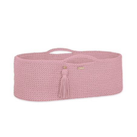Moses korv BOHO Käsitsi valmistatud puuvill madratsiga - pastelne roosa
