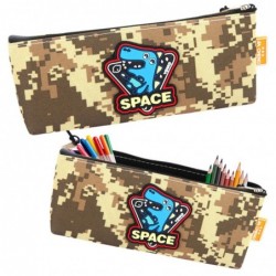 Pliiatsiümbris Space Dinosaur Pixels Khaki 20x8cm