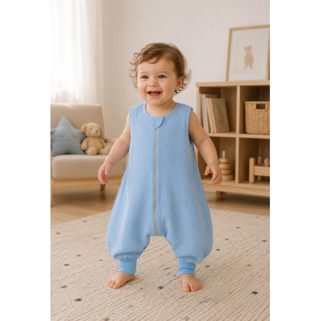 Muslin beebi magamiskott jalgadega L 9-24 kuud suveks TOG 1.0 - sinine