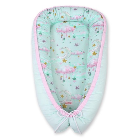 Beebipesa kahepoolne Premium Cocoon väikelastele - moons mint
