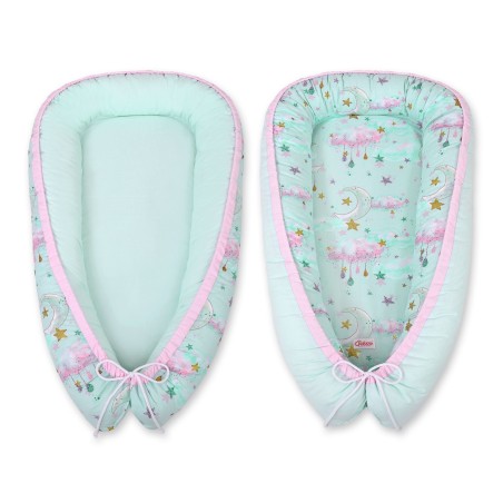 Beebipesa kahepoolne Premium Cocoon väikelastele - moons mint