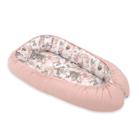 Beebipesa kahepoolne Premium Cocoon väikelastele - seepiaroosid/pastellroosa