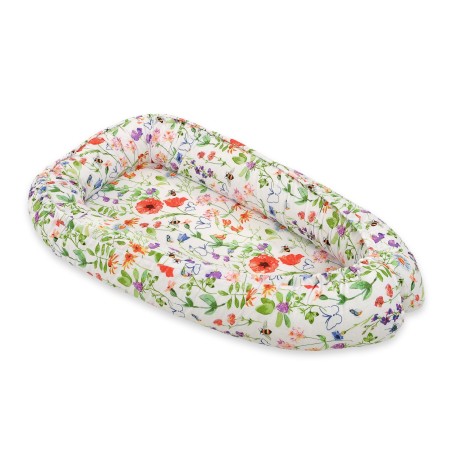 Beebipesa kahepoolne Premium Cocoon väikelastele BOBONO - meadow
