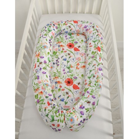 Beebipesa kahepoolne Premium Cocoon väikelastele BOBONO - meadow