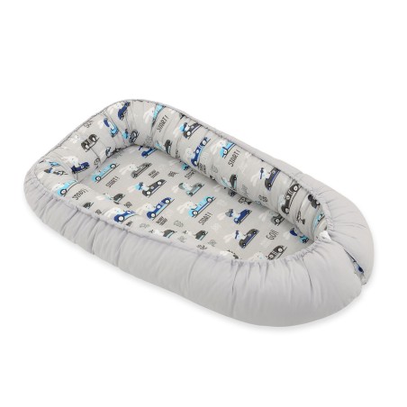 Beebipesa kahepoolne Premium Cocoon väikelastele - hallid küülikud