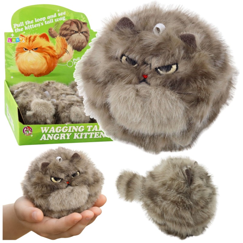 Plush Brown Kitten koos Wiggle Tail Squeaking Sounds võtmehoidja 9 cm
