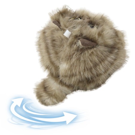 Plush Brown Kitten koos Wiggle Tail Squeaking Sounds võtmehoidja 9 cm