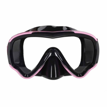 Snorgeldamismask, prillid, snorkel, roosa ja must komplekt