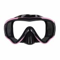 Snorgeldamismask, prillid, snorkel, roosa ja must komplekt
