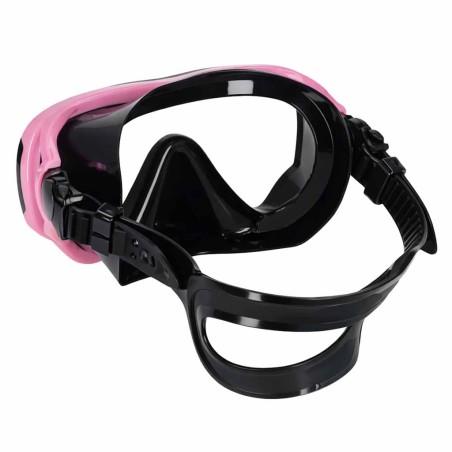 Snorgeldamismask, prillid, snorkel, roosa ja must komplekt