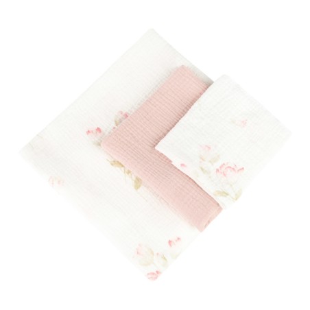 BEEBILAPID TRIO MUSLIIN 120x120, 70x60, 30x35, 3TK LILLED ROOSA