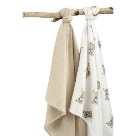BEEBILAPID MÄHE MUSLIIN 60X75 2-PAKK TEDDY BEEŽ