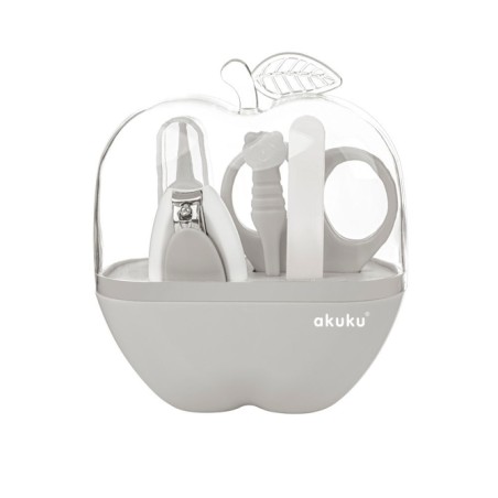 Beebihoolduskomplekt hall APPLE CASE: käärid, küünekäärid, klaasist küüneviil, 2 pintsetti