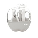 Beebihoolduskomplekt hall APPLE CASE: käärid, küünekäärid, klaasist küüneviil, 2 pintsetti