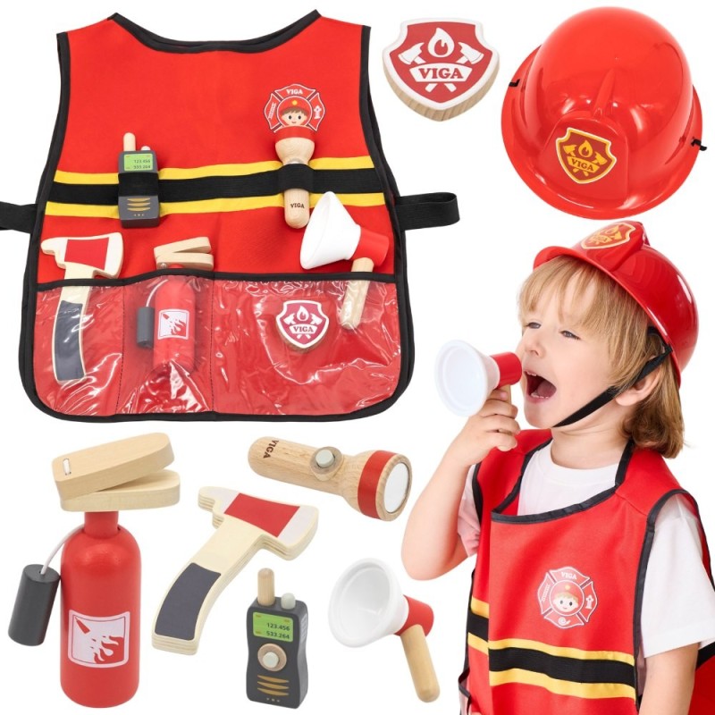 Little Firefighter Set Vest + Puidust tarvikud 8 tk.