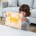 Puidust pusle komplekt, 12 Montessori puslet, loomamõistatust + alus