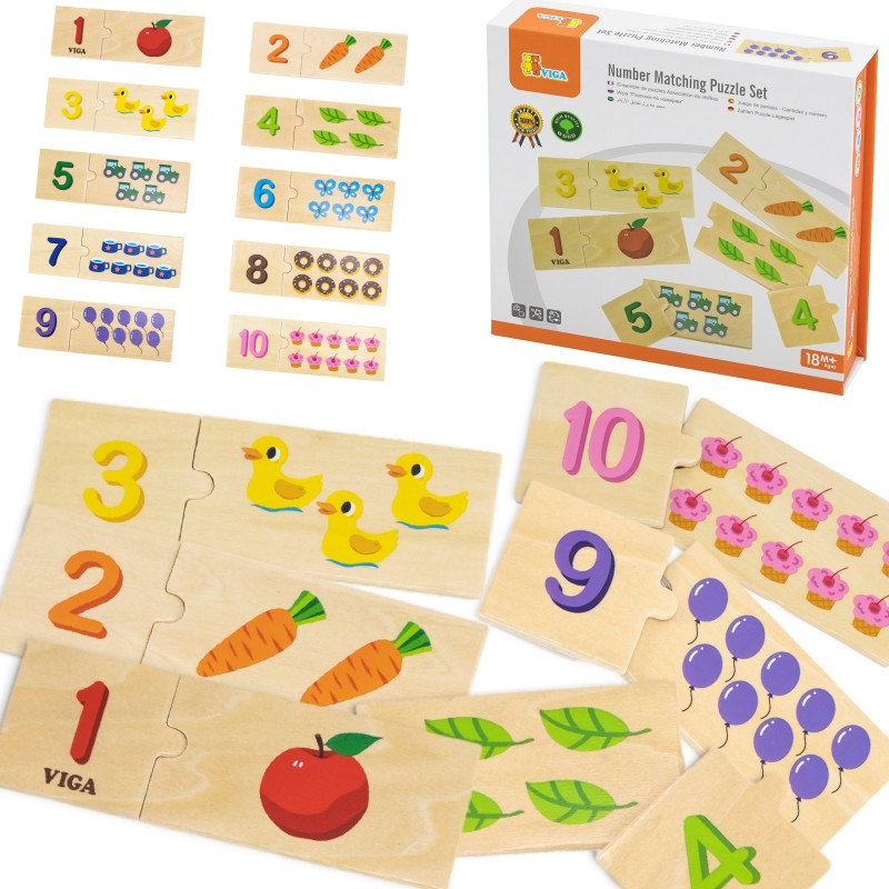 Puidust pusle komplekt, mis sobib numbritega Montessori pusle