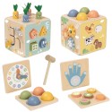 TOOKY TOY Puidust vedru hariduskuubik 5-in-1