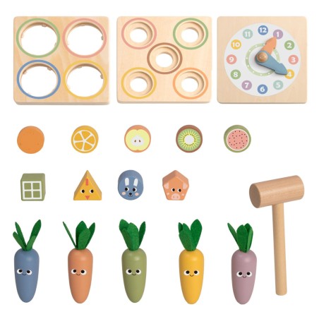 TOOKY TOY Puidust vedru hariduskuubik 5-in-1