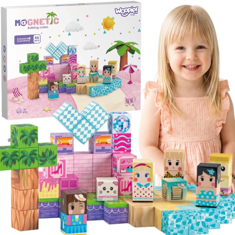 Magnetplokid, kuubikud, magnetid, 86 tk Montessori 3D-õppe puslekomplekt lastele vanuses 3+