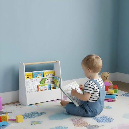 Montessori lasteraamaturiiul 3-korruseline raamaturiiuli korraldaja, valge
