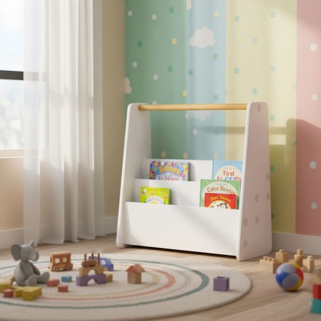 Montessori lasteraamaturiiul 3-korruseline raamaturiiuli korraldaja, valge