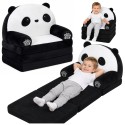 Panda 2in1 Laste Pehme Diivan Tugitool  Must-valge