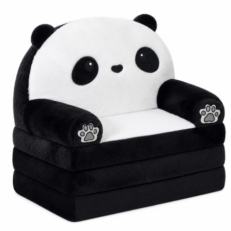 Panda 2in1 Laste Pehme Diivan Tugitool  Must-valge