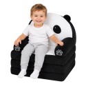 Panda 2in1 Laste Pehme Diivan Tugitool  Must-valge