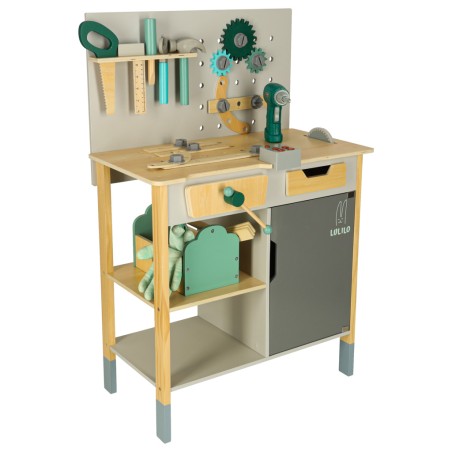 Fikso puidust töökoda väike DIY komplekt tööriistadega saag kruvikeeraja 86cm