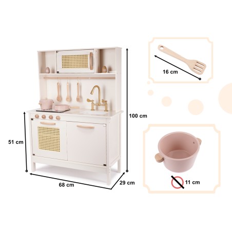 Laste retro MDF puidust köök BOHO aksessuaaridega