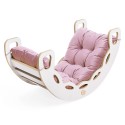 Small Rocker 4-in-1 kiik + ronimissein/liumägi + padi (roosa Velvet), valge