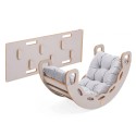 Väike kii 4-in-1 Baby Rocker + ronimissein/liumägi + padi (hall samet), kašmiir puit