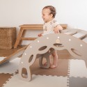 Väike kii 4-in-1 Baby Rocker + ronimissein/liumägi + padi (hall samet), kašmiir puit