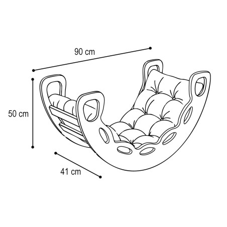 Väike kii 4-in-1 Baby Rocker + ronimissein/liumägi + padi (hall samet), kašmiir puit