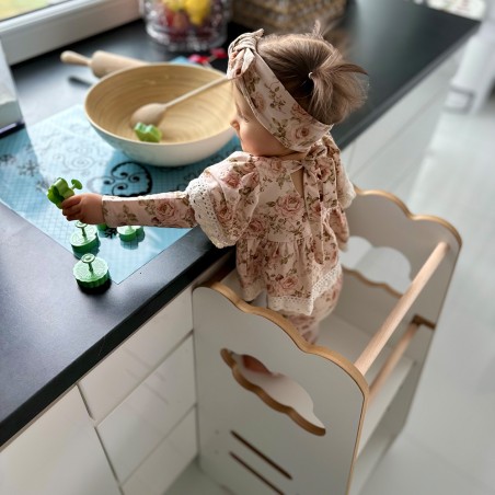 Laste köögiabiline, abitool, Kitchen Helper, 3 taset, valge, pilv, puidust