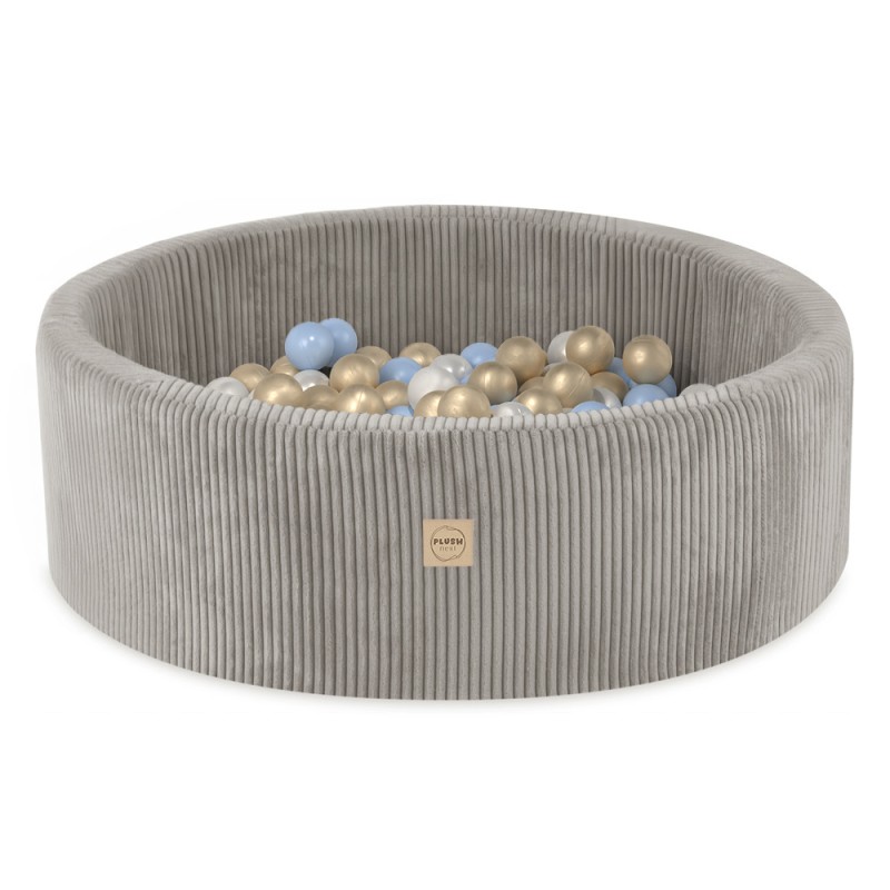 Pallipallimeri , beež, ümmargune, premium velvet, 90x30, 200 palli: pärl, sinine, kuld