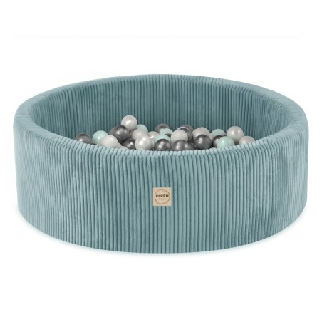 Pallipallimeri , sinine, ümmargune, premium velvet, 90x30, 200 palli: pärl, pärlmünt, hõbe