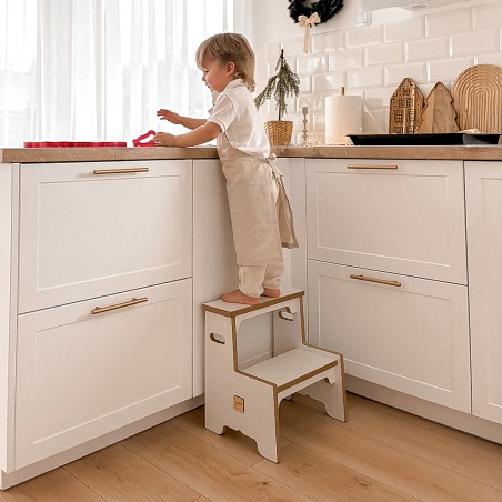 Taburet, laste astmelaud, Kitchen Helper - valge, Puidust Play