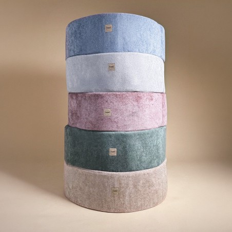 PLUSH NEST 90x30 ümmargune pallidega lastepallimeri (200 palli: pärl, hõbe), hall, premium šenill
