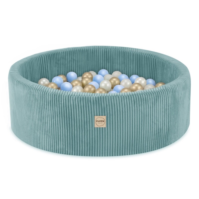 Pallimeri , sinine, ümmargune, esmaklassiline velvetist, 90x30, 200 palli: pärl, helesinine, kuld